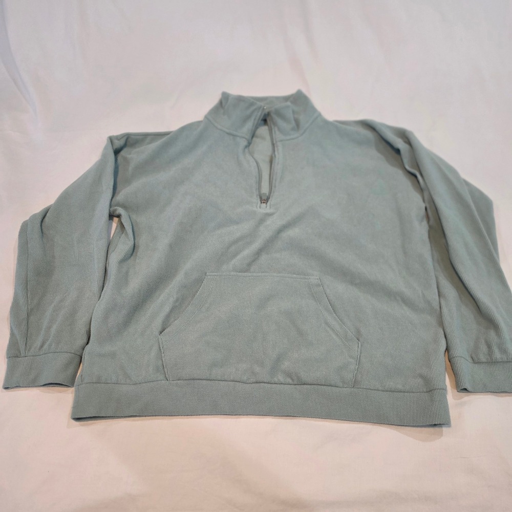 Marc New York Corduroy Quarter Zip Pullover Mens XL Sage Green Excellent Ribbed